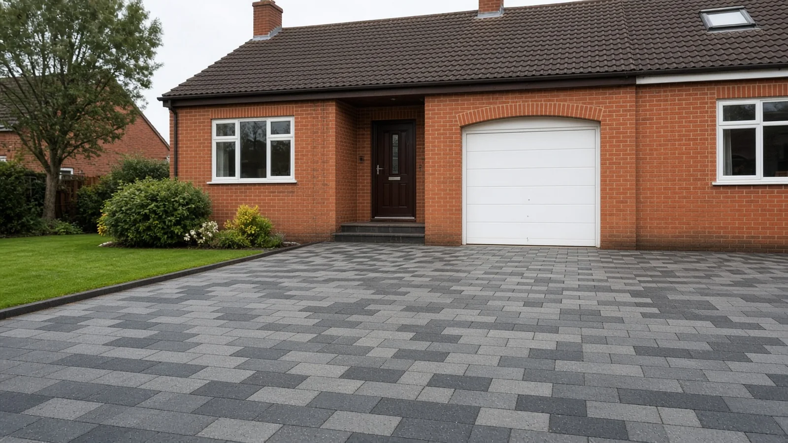 Illustrative block-paved driveway after cleaning